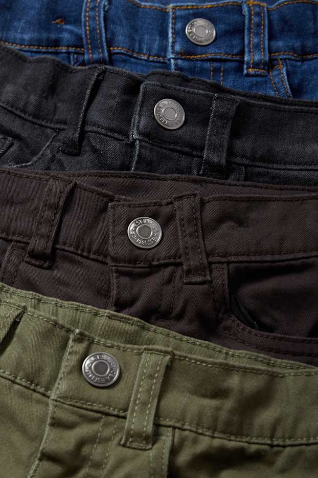 Enfants garçons - Lot de 4 - 2 pantalons chauds et 2 jeans chauds - vert