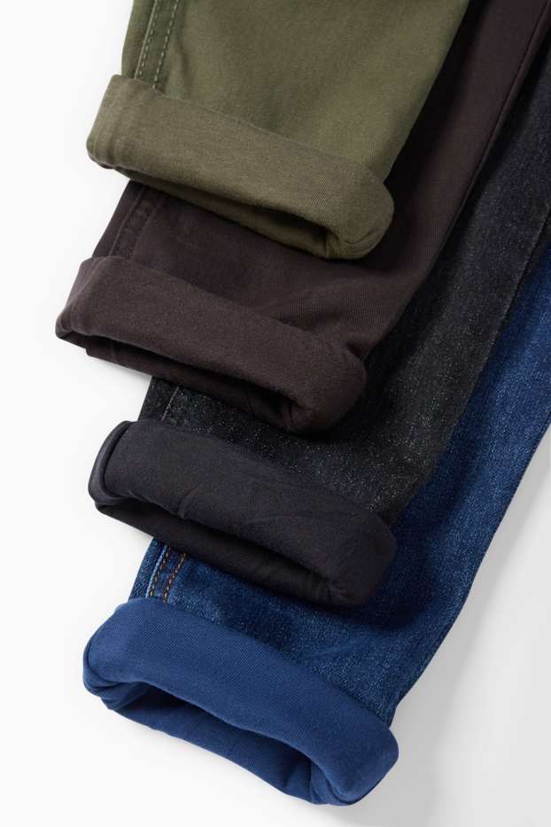 Enfants garçons - Lot de 4 - 2 pantalons chauds et 2 jeans chauds - vert