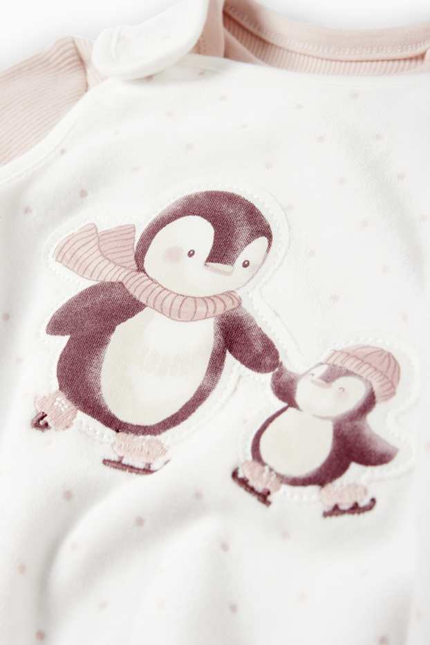 Nadó nena - Pingüí - conjunt de pijama d’una peça - 2 peces - rosa