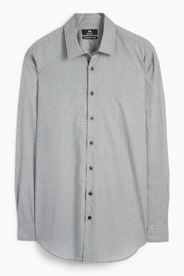 Men - Business shirt - regular fit - kent collar - easy-iron - patterned - dark gray