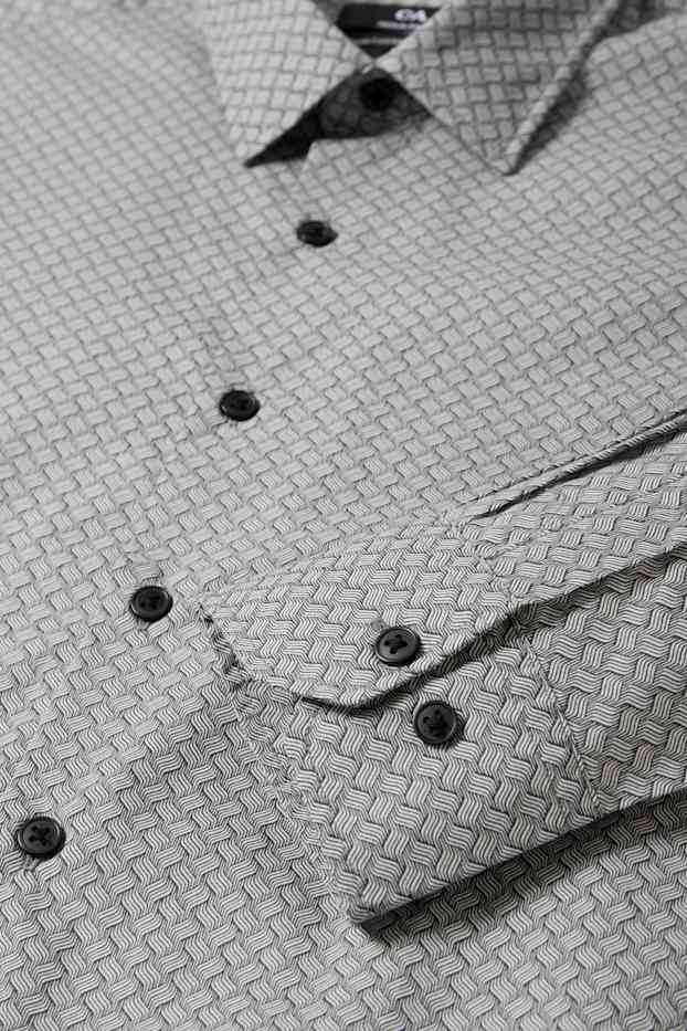 Men - Business shirt - regular fit - kent collar - easy-iron - patterned - dark gray
