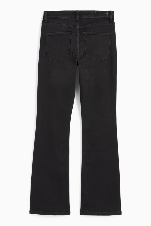 Damen - Bootcut Jeans mit Strasssteinen - Mid Waist - dunkeljeansgrau