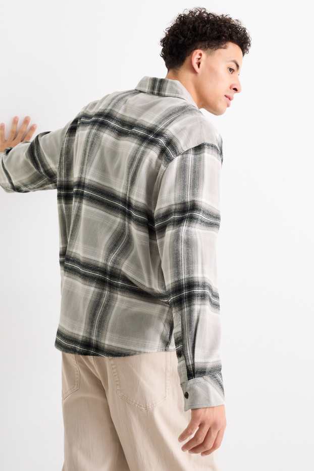 Home - Camisa de franel·la - relaxed fit - Kent - de quadres - gris