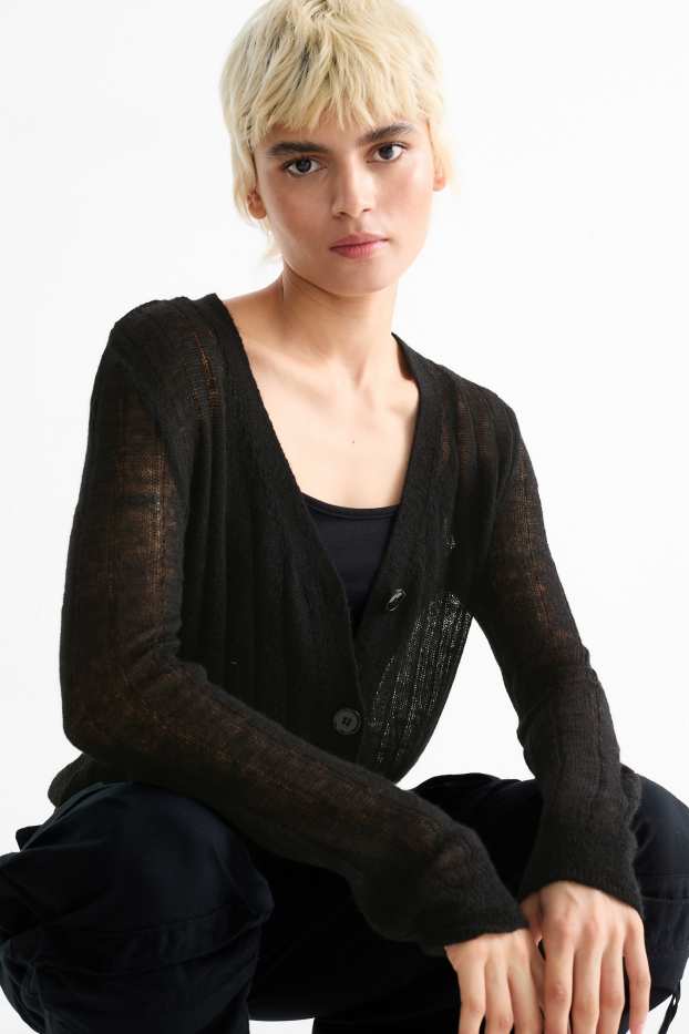 Dames - Kort vest - geribd - zwart