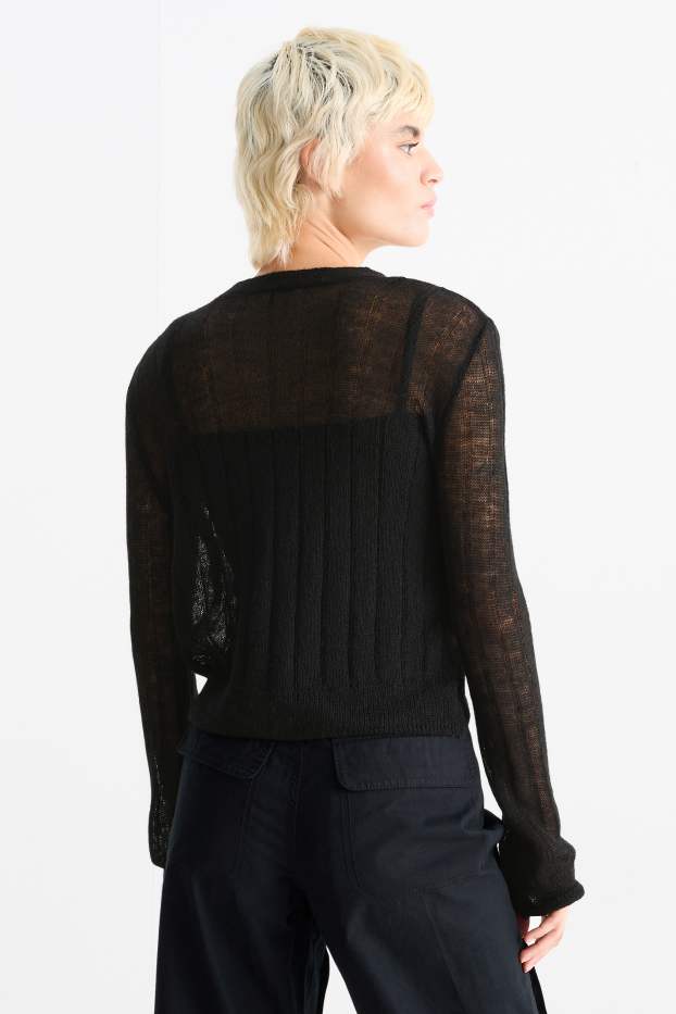 Dames - Kort vest - geribd - zwart