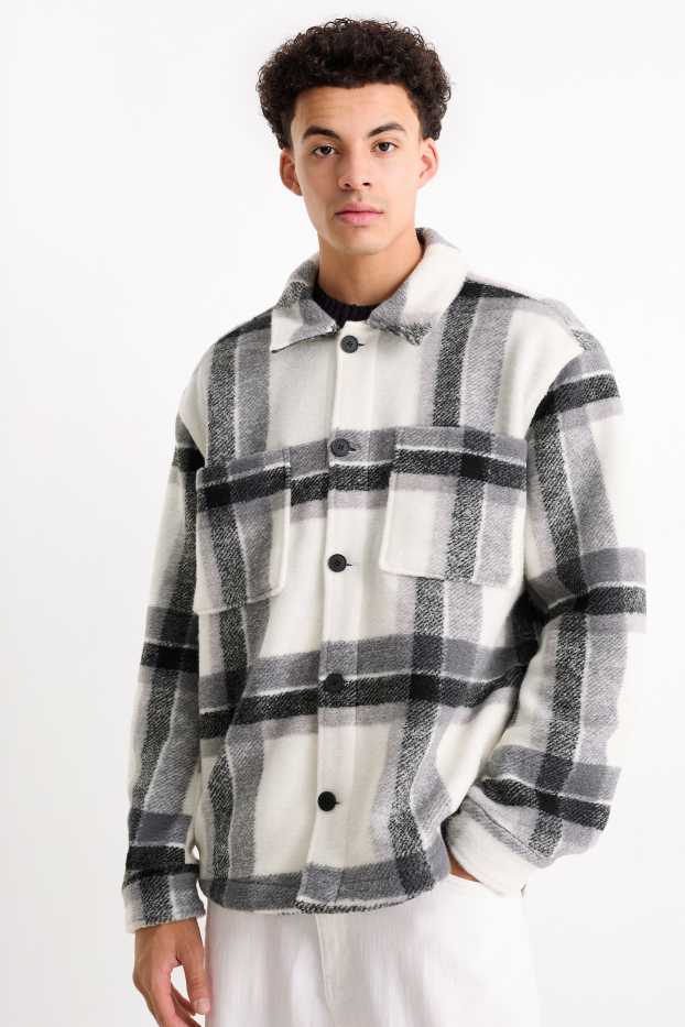 Hommes - Veste-chemise - à carreaux - gris