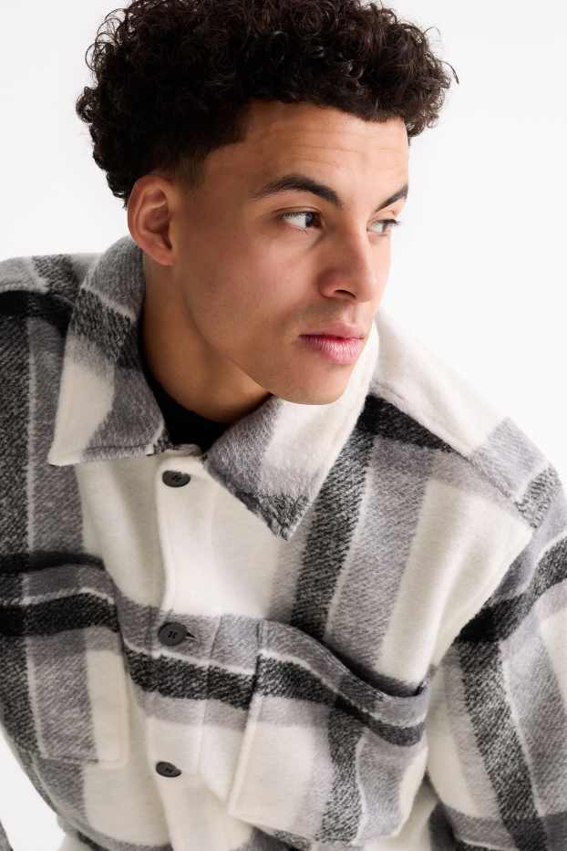 Hommes - Veste-chemise - à carreaux - gris