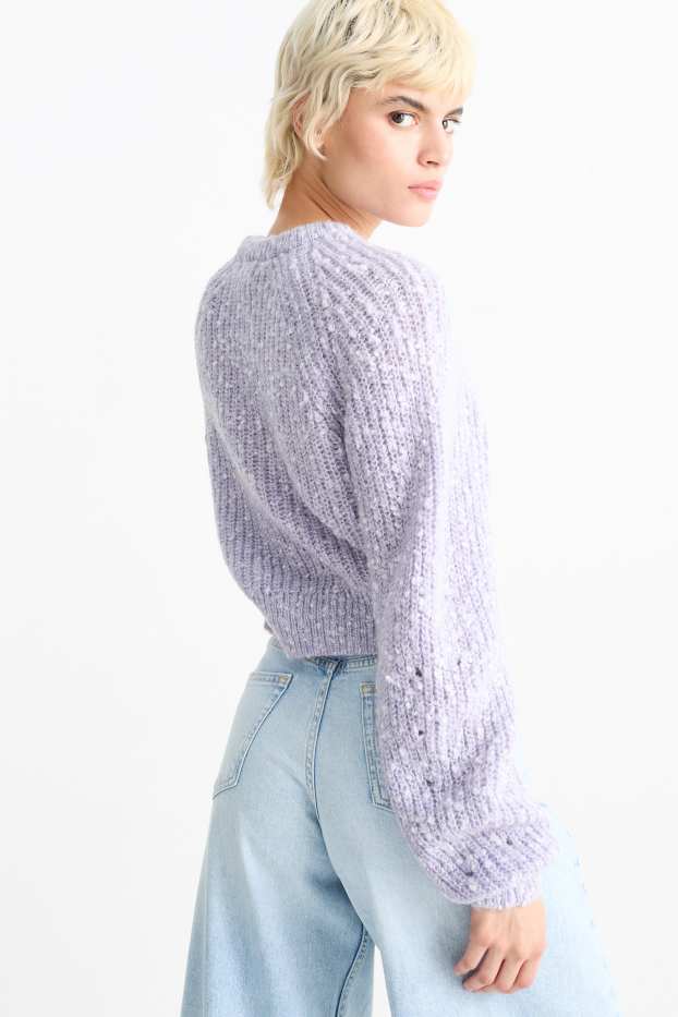 Dona - Jersei crop - acanalat - violeta clar