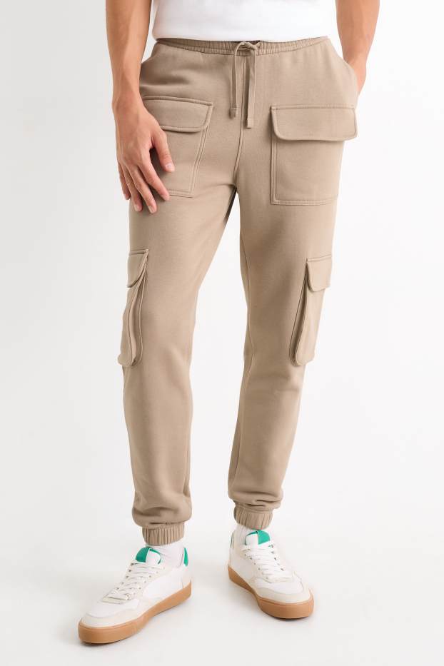 Hommes - Pantalon de jogging cargo - beige