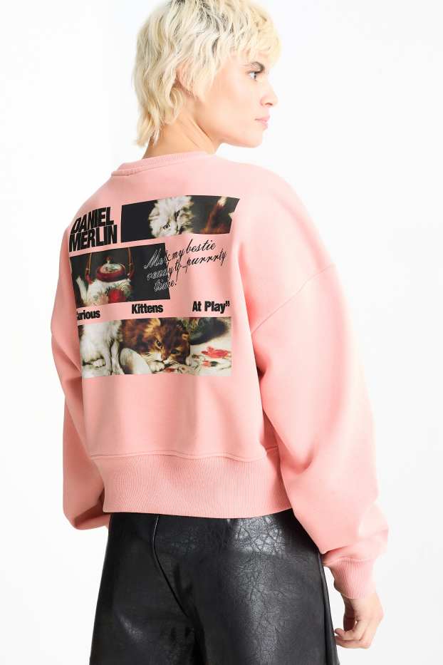Dames - Sweatshirt - Catlady Collection - donker rose