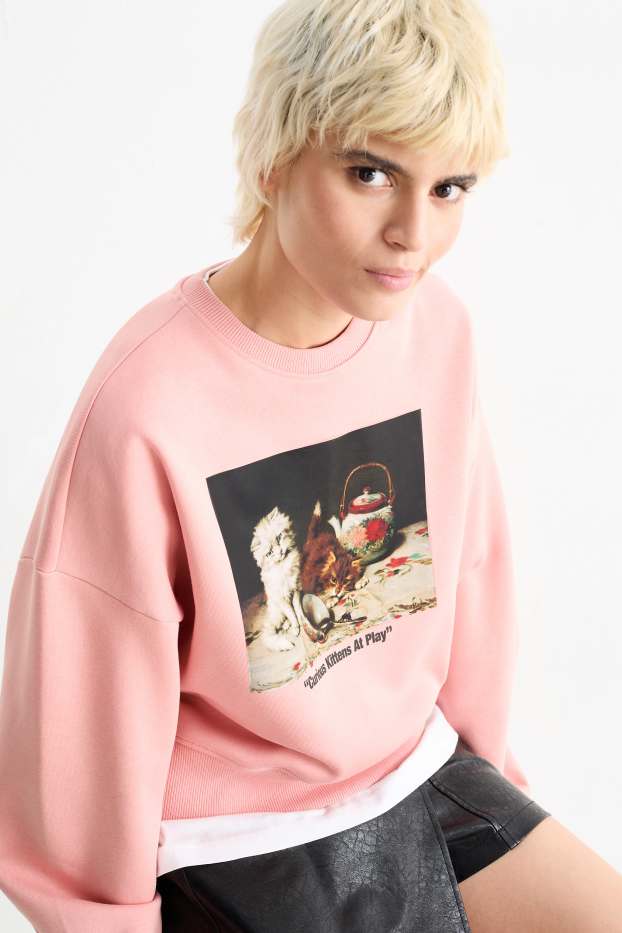 Dames - Sweatshirt - Catlady Collection - donker rose