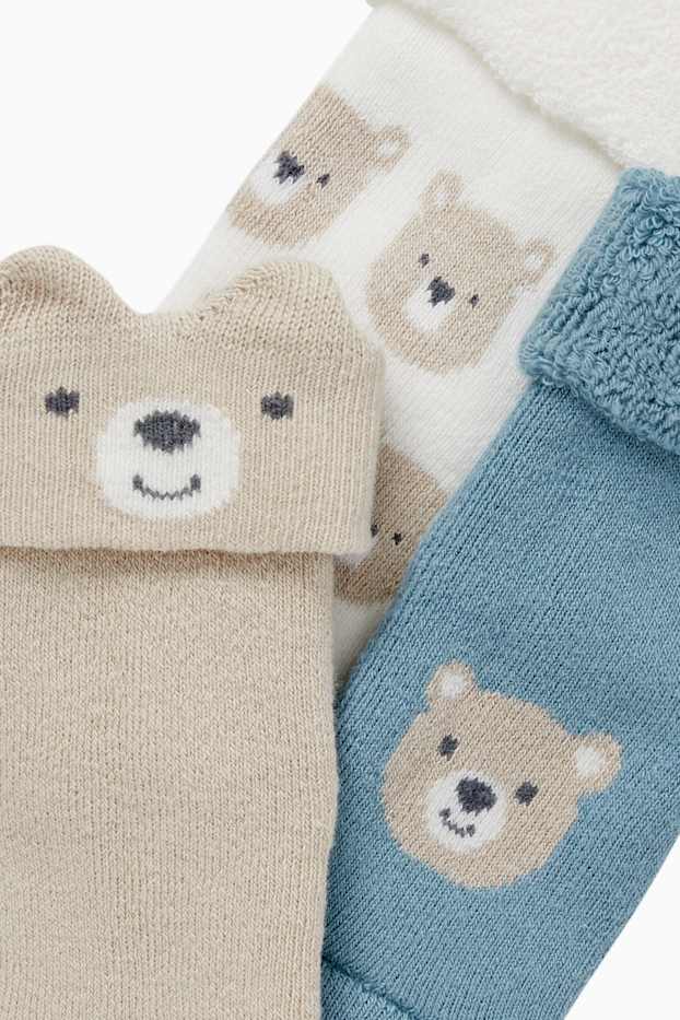 Unisex - Paquet de 3 - ossets - mitjons per a nounat amb dibuix - blanc