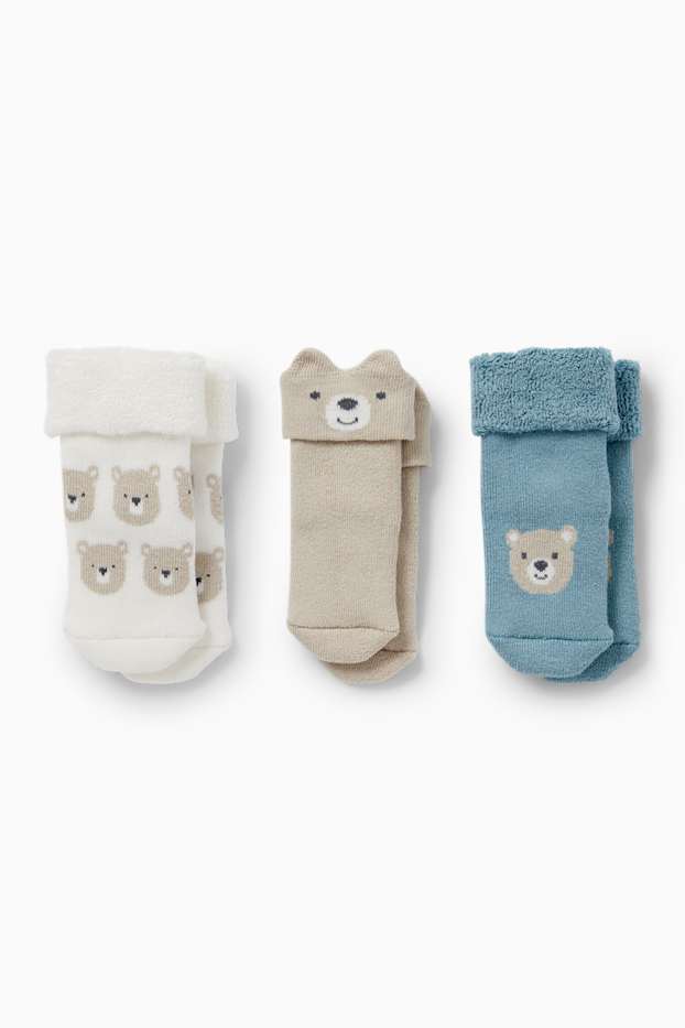 Unisex - Paquet de 3 - ossets - mitjons per a nounat amb dibuix - blanc