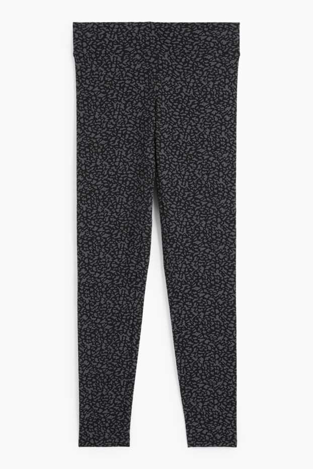 Damen - Basic-Leggings - gemustert - schwarz