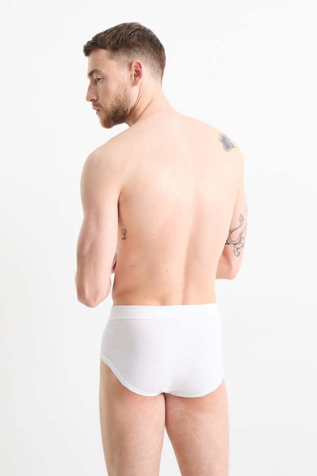 Hombre - Pack de 5 - calzoncillos con bragueta - canalé fino - blanco