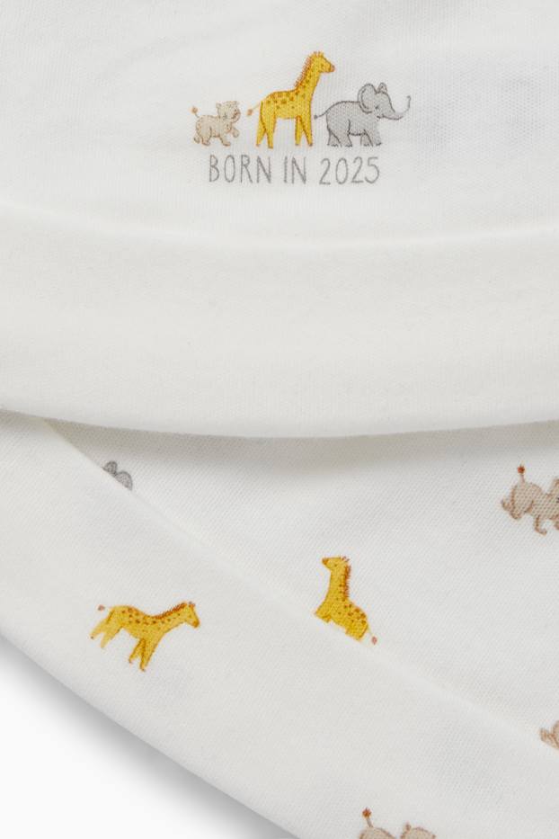 Unisexe - Lot de 2 - animaux sauvages - bonnets ronds pour bébé - blanc