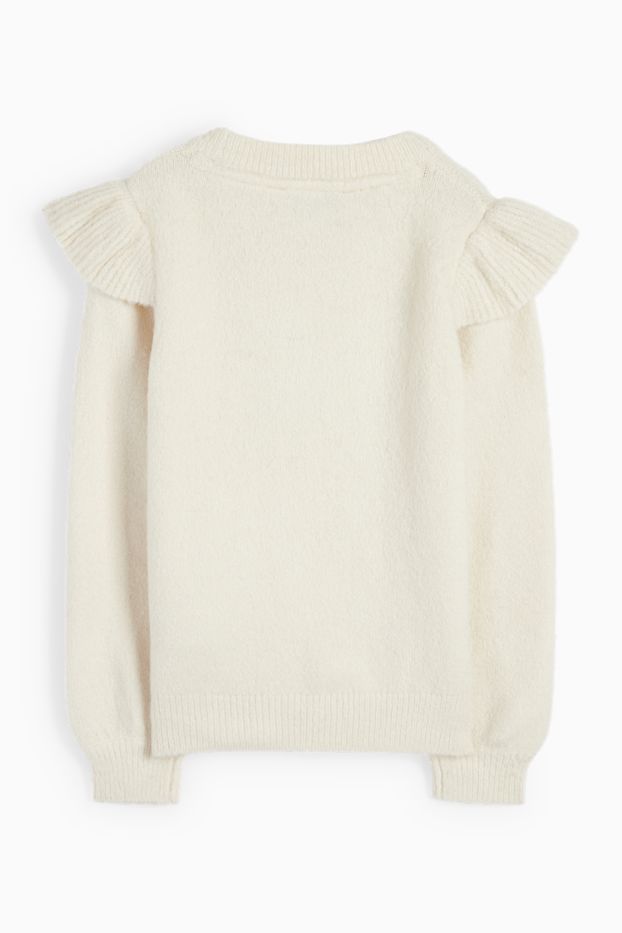 Bambine - Fiocco - maglione - effetto brillante - beige