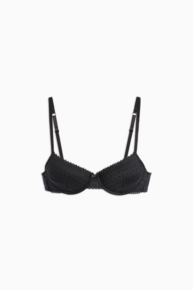 Femei - Sutien cu armătură - DEMI - vătuit - negru