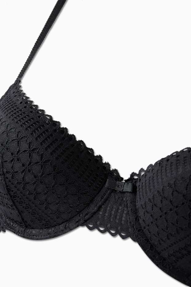 Femei - Sutien cu armătură - DEMI - vătuit - negru