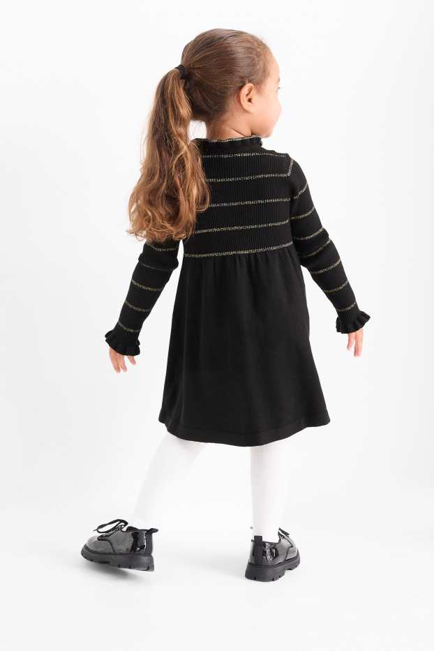 Enfants filles - Ensemble - robe de maille et collants - 2 pièces - noir