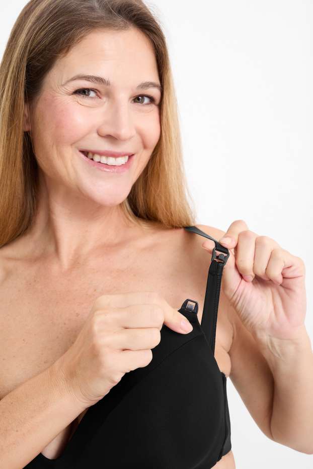 Dames - Voedings-BH zonder beugels - voorgevormd - zwart