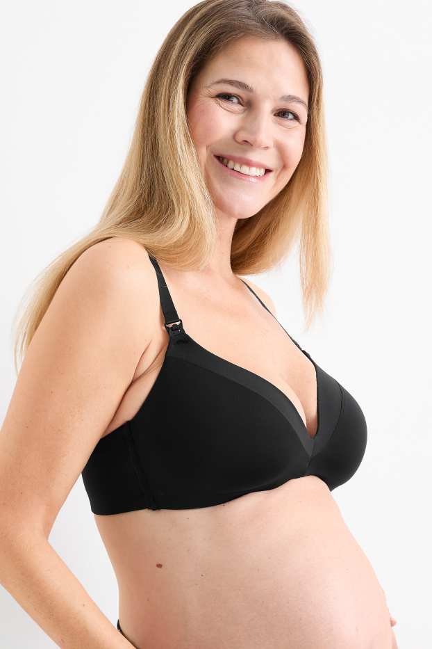 Dames - Voedings-BH zonder beugels - voorgevormd - zwart