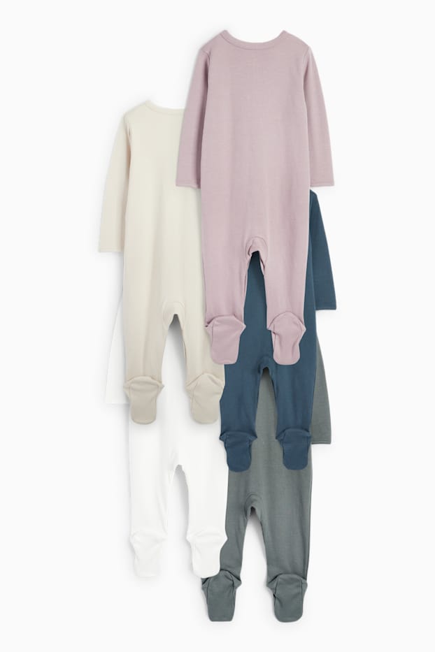 Unisex - Set van 5 - baby-pyjama - donkergrijs