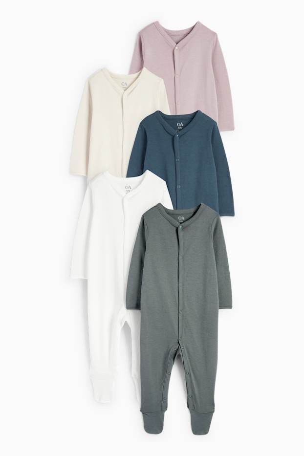 Unisex - Set van 5 - baby-pyjama - donkergrijs