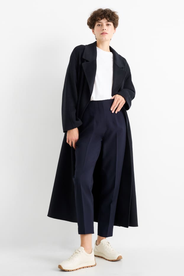 Kobiety - Spodnie materiałowe - wysoki stan - tapered fit - ciemnoniebieski