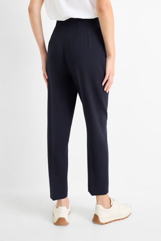 Kobiety - Spodnie materiałowe - wysoki stan - tapered fit - ciemnoniebieski