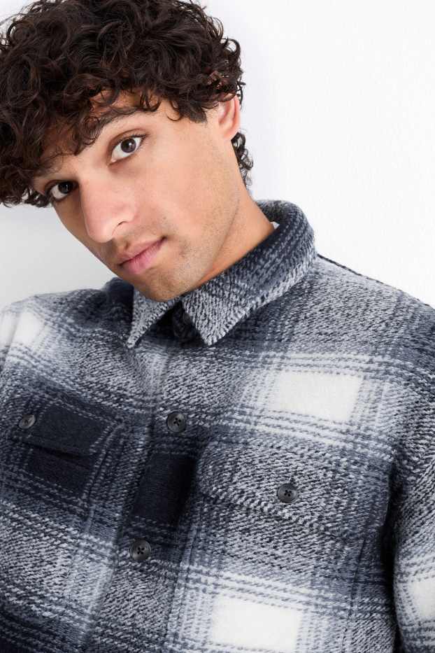 Men - Shirt jacket - check - dark blue