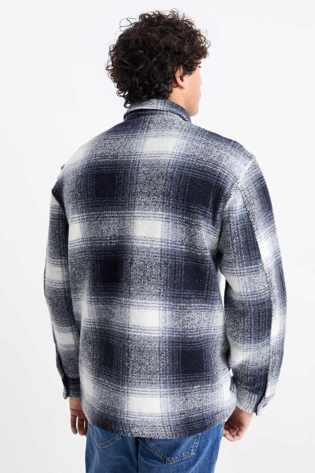 Men - Shirt jacket - check - dark blue