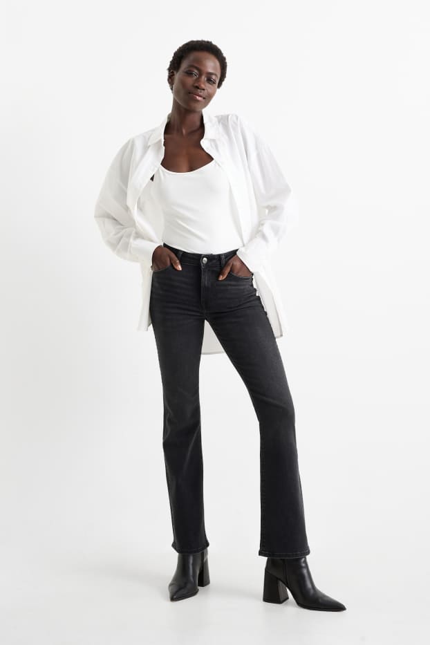 Dames - Bootcut jeans - mid waist - LYCRA® - zwart