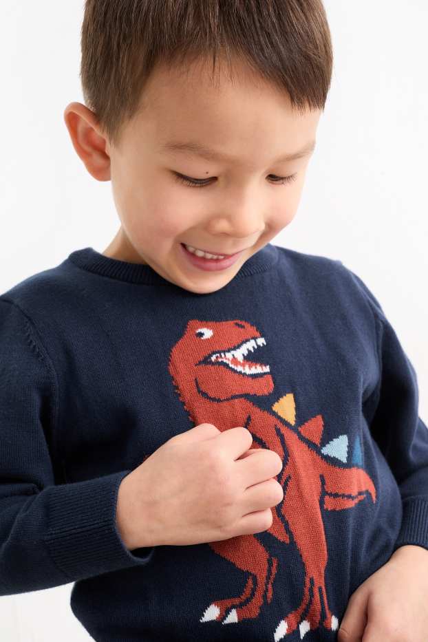 Kinderen: jongens - Dino - trui - donkerblauw