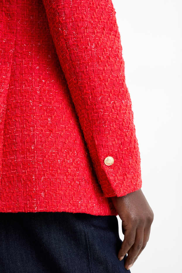 Women - Blazer - fitted - textured - red