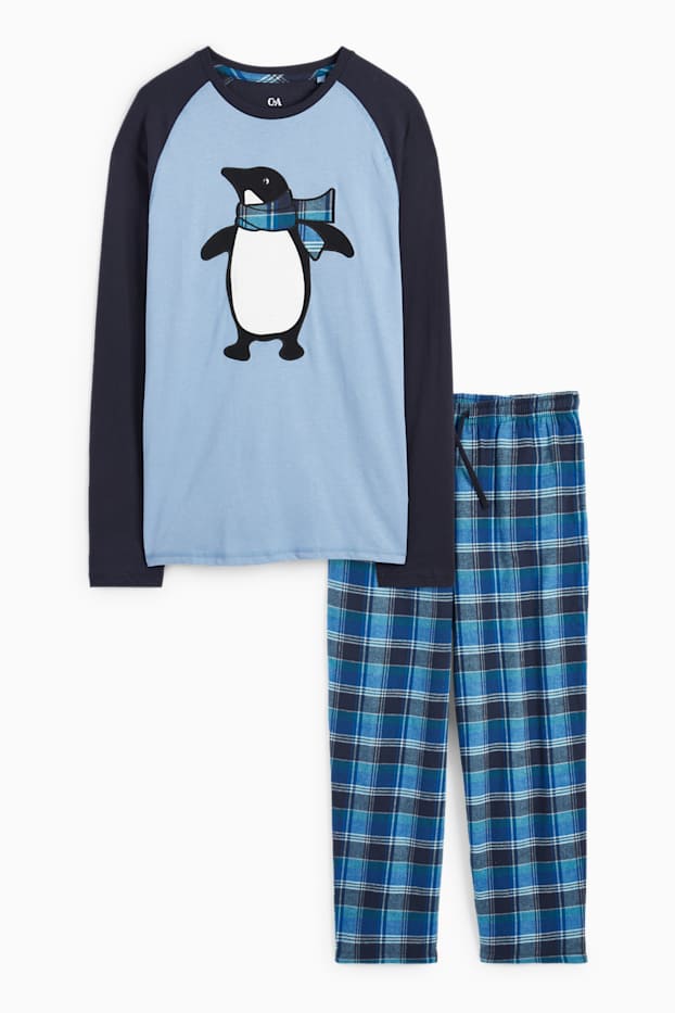 Hommes - Pyjama doté d'un pantalon de flanelle - bleu clair