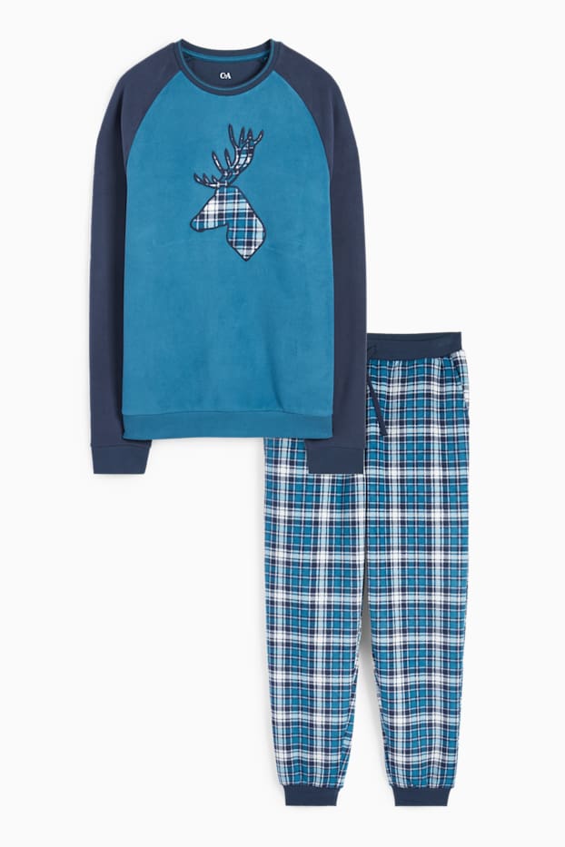 Uomo - Pigiama in pile - blu scuro