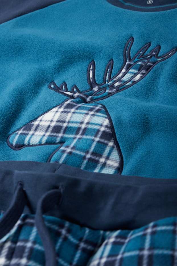 Uomo - Pigiama in pile - blu scuro