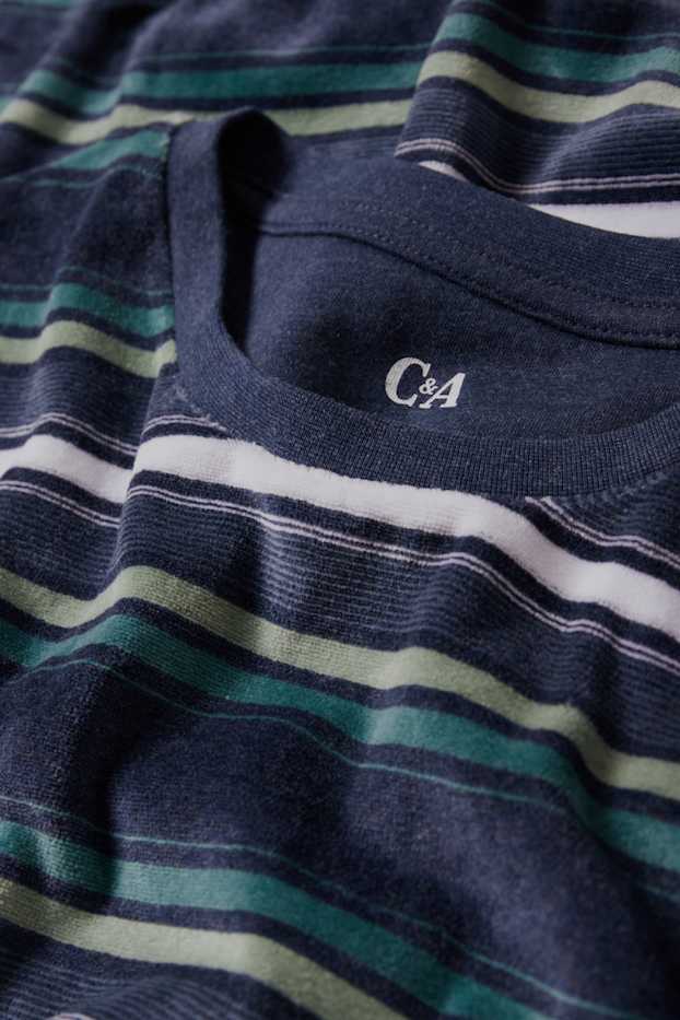 Bărbați - Pijama din tricot plușat - albastru închis