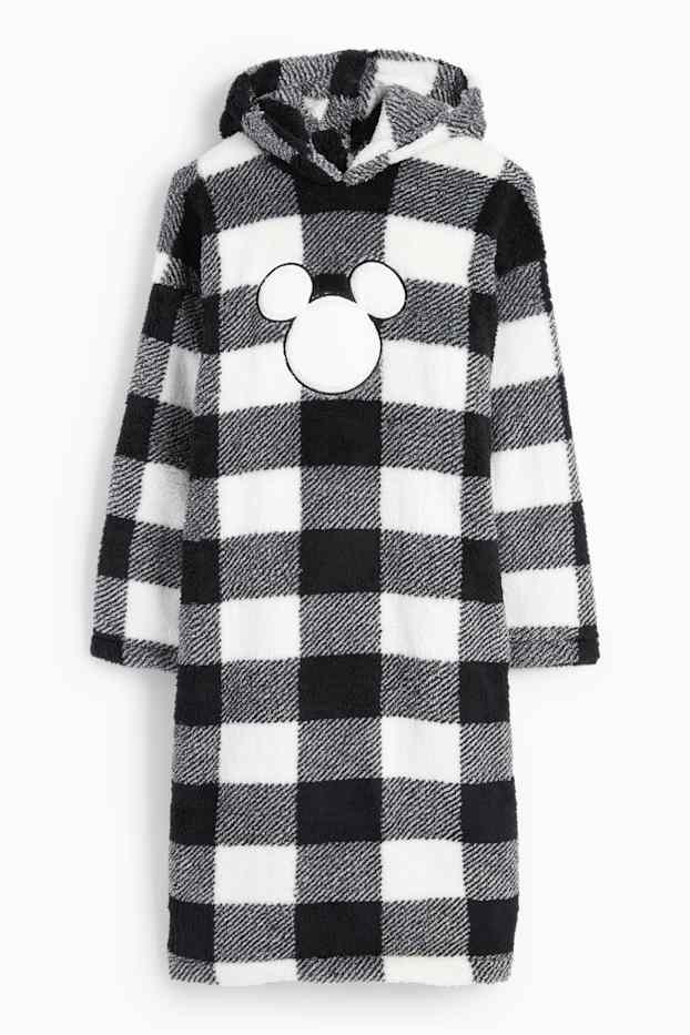 Damen - Hoodie-Decke - kariert - Micky Maus - schwarz