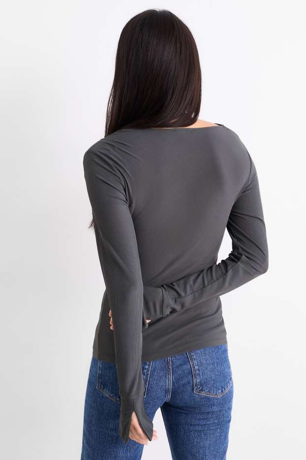 Femei - Tricou cu mânecă lungă - gri închis