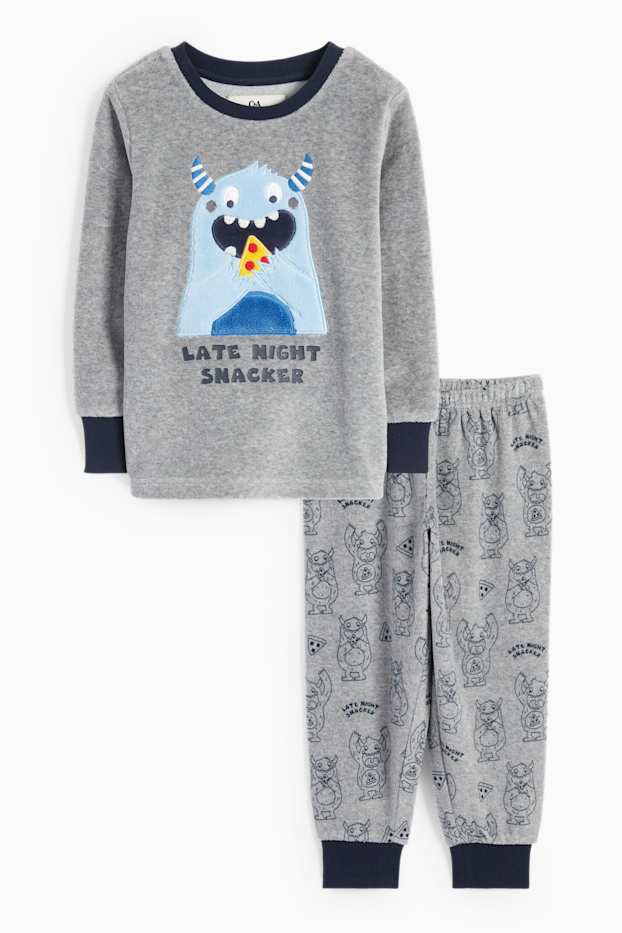 Copii - Băieți - Monstru - pijama de iarnă - 2 piese - gri