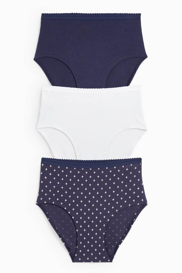 Dames - Set van 3 - slip - donkerblauw