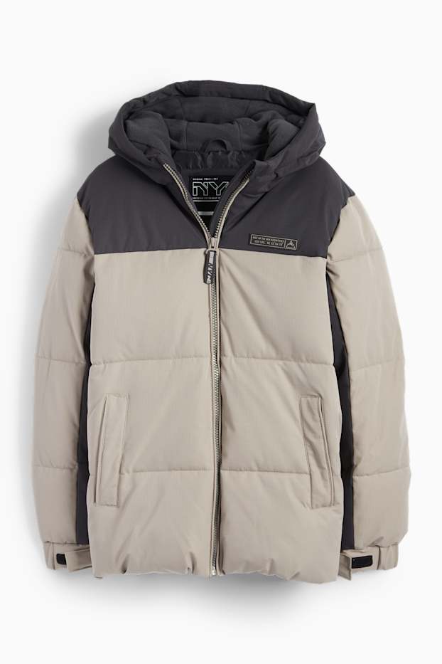 Kinder Jungen - Steppjacke mit Kapuze - grau