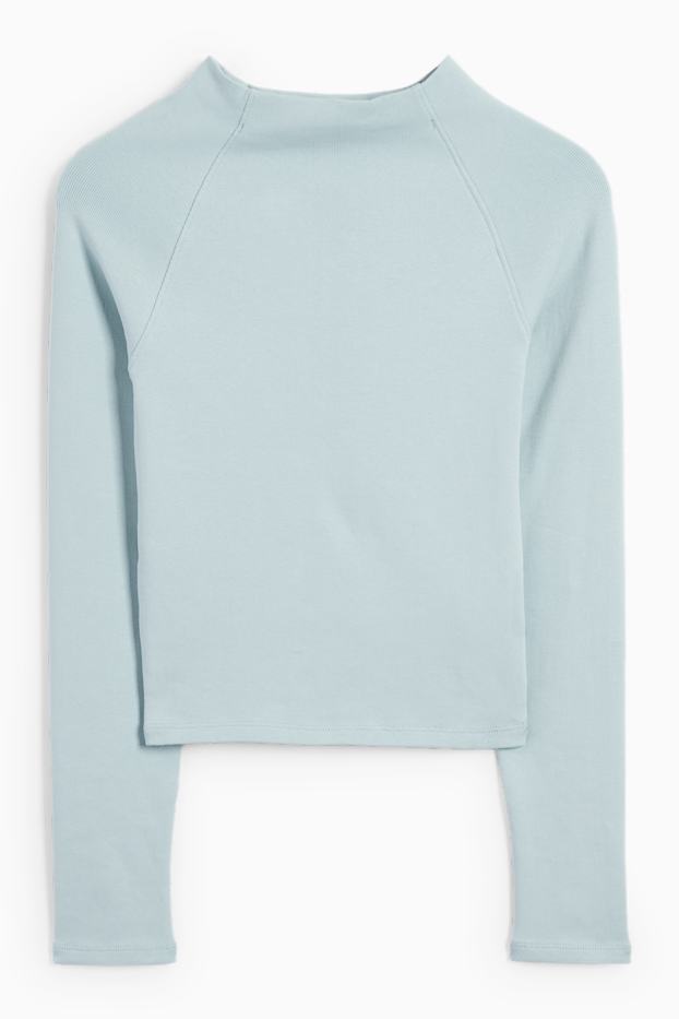 Dames - Longsleeve - fijne ribstof - lichtblauw