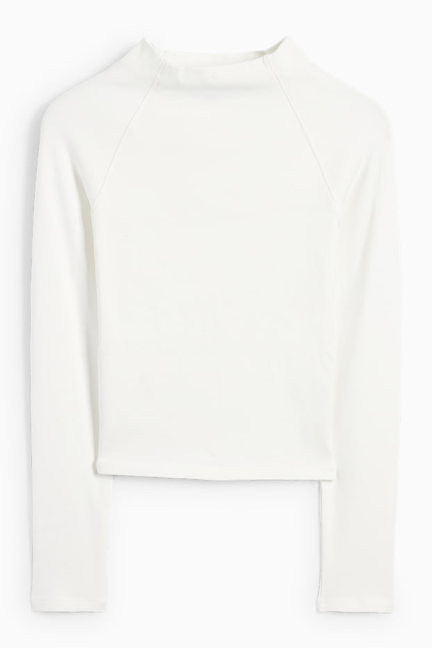 Women - Long sleeve top - skinny rib - white