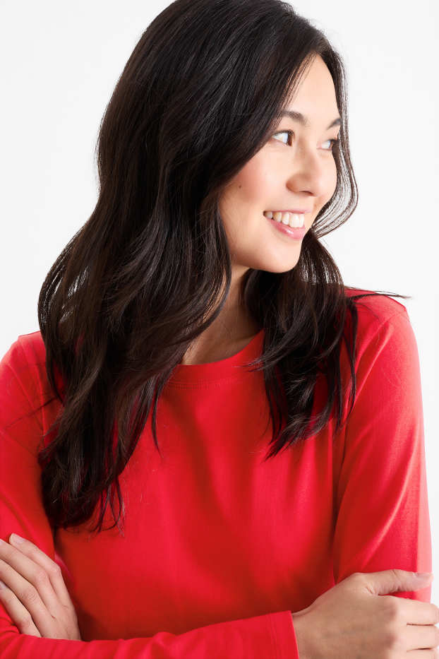 Femmes - Haut basique à manches longues - rouge