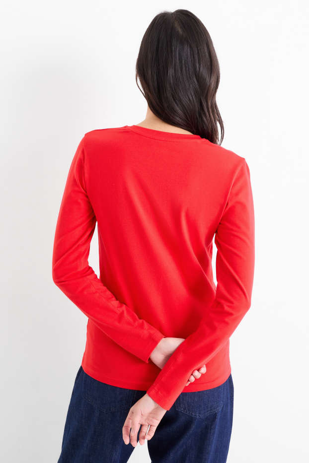 Femmes - Haut basique à manches longues - rouge