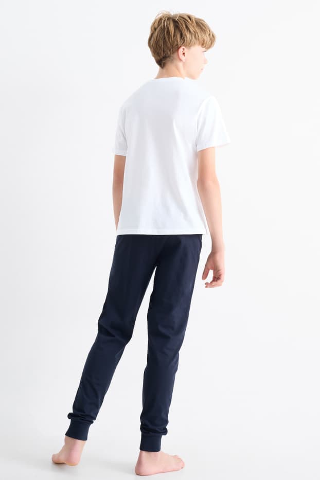 Enfants garçons - Lot de 2 - bas de pyjama - gris clair / bleu foncé