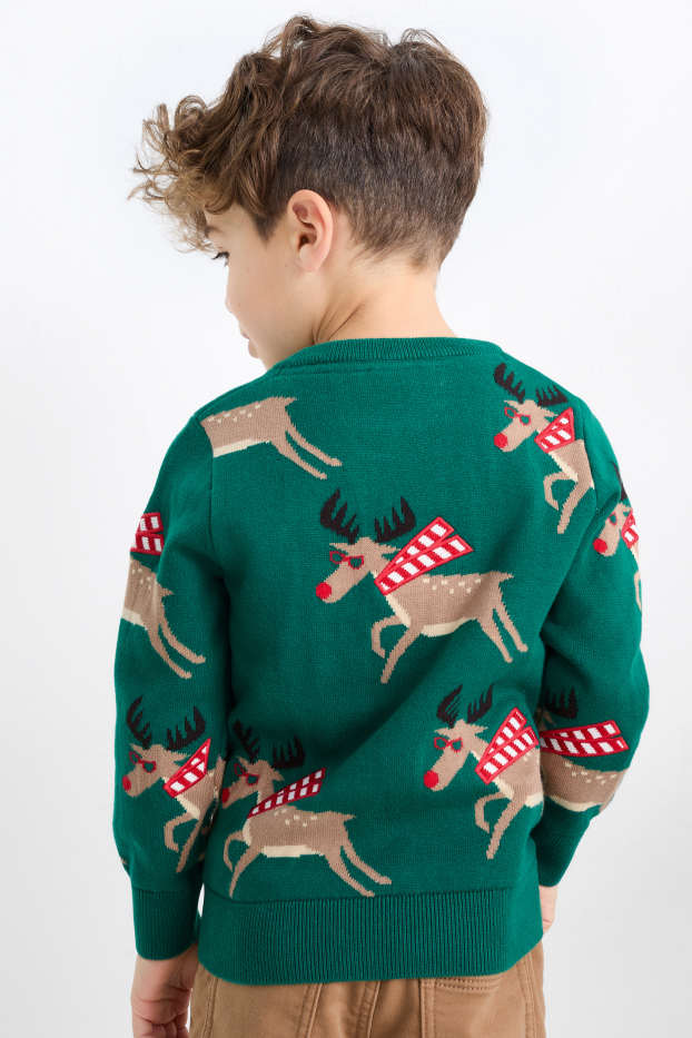 Kinderen: jongens - Rendier Rudolf - trui voor de kerst - donkergroen
